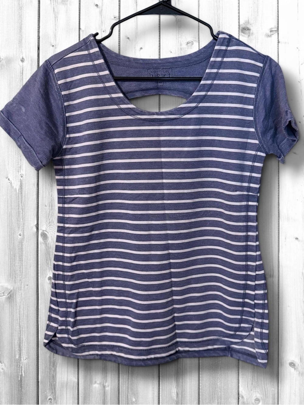 🌼KEREN HART STRIPED BLUE OPEN BACK TEE
